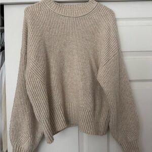 Time and Tru Beige Ribbed Crewneck Sweater